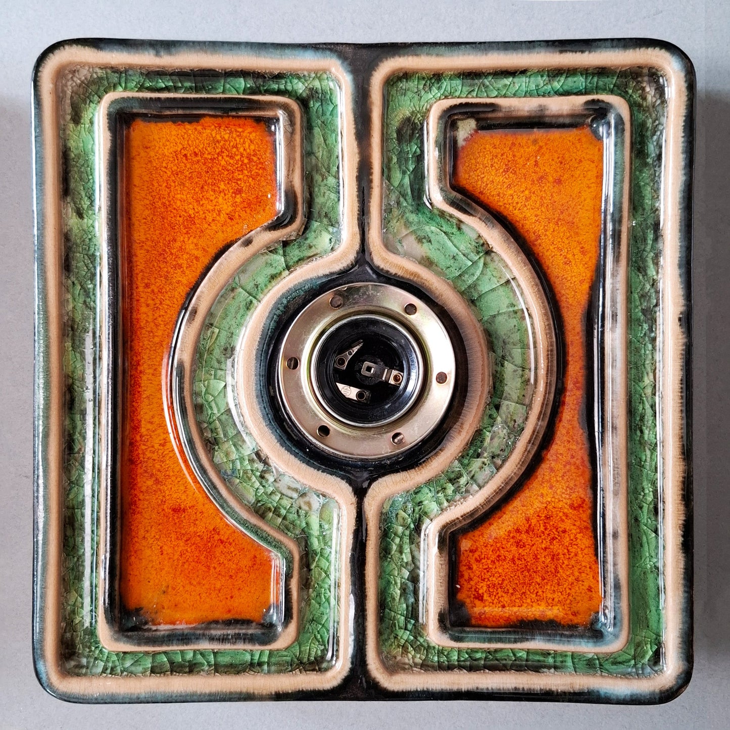 This is a pair of 1970's pop art orange and green ceramic sconces from Pan keramik- Retro Lamp Shop