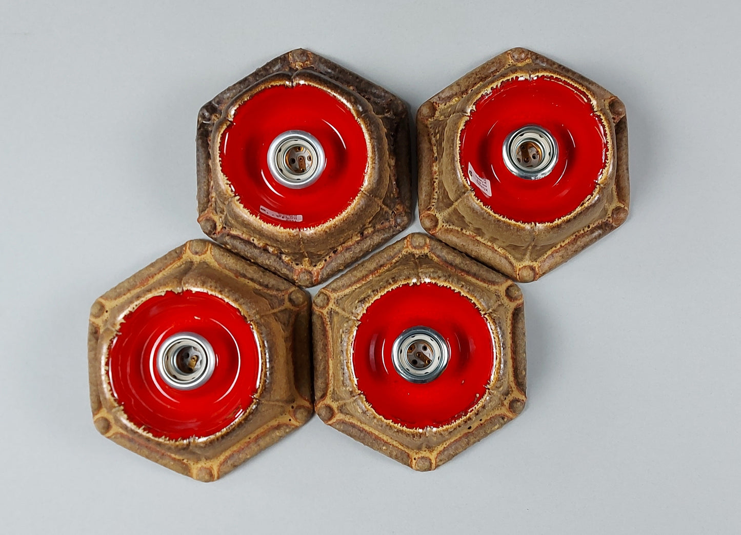 1 of 2 pairs of 70's pop art, ceramic sconces with volcanic glaze from Honsel - Retro Lamp Shop