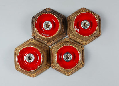 1 of 2 pairs of 70's pop art, ceramic sconces with volcanic glaze from Honsel - Retro Lamp Shop