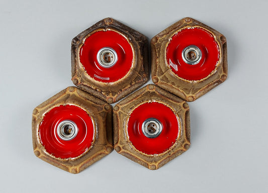 1 of 2 pairs of 70's pop art, ceramic sconces with volcanic glaze from Honsel - Retro Lamp Shop