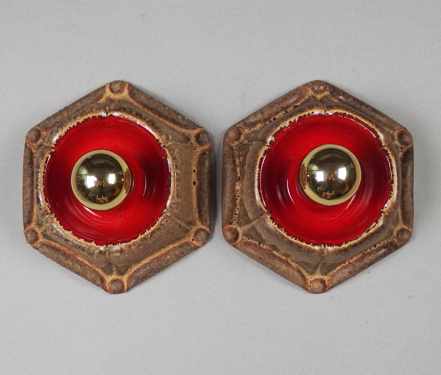 1 of 2 pairs of 70's pop art, ceramic sconces with volcanic glaze from Honsel - Retro Lamp Shop