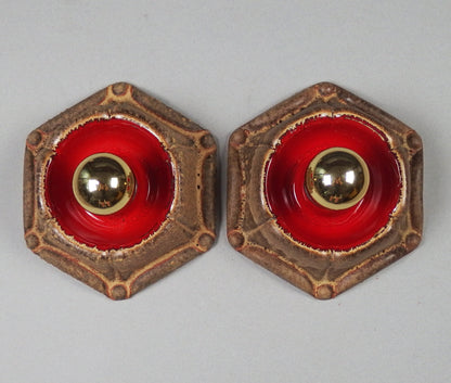 1 of 2 pairs of 70's pop art, ceramic sconces with volcanic glaze from Honsel - Retro Lamp Shop