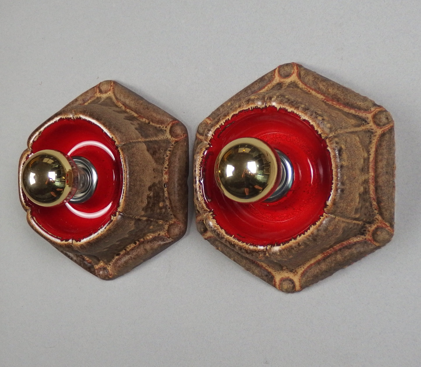 1 of 2 pairs of 70's pop art, ceramic sconces with volcanic glaze from Honsel - Retro Lamp Shop