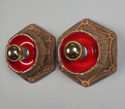 1 of 2 pairs of 70's pop art, ceramic sconces with volcanic glaze from Honsel - Retro Lamp Shop