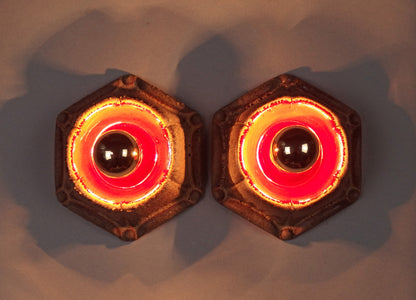 1 of 2 pairs of 70's pop art, ceramic sconces with volcanic glaze from Honsel - Retro Lamp Shop
