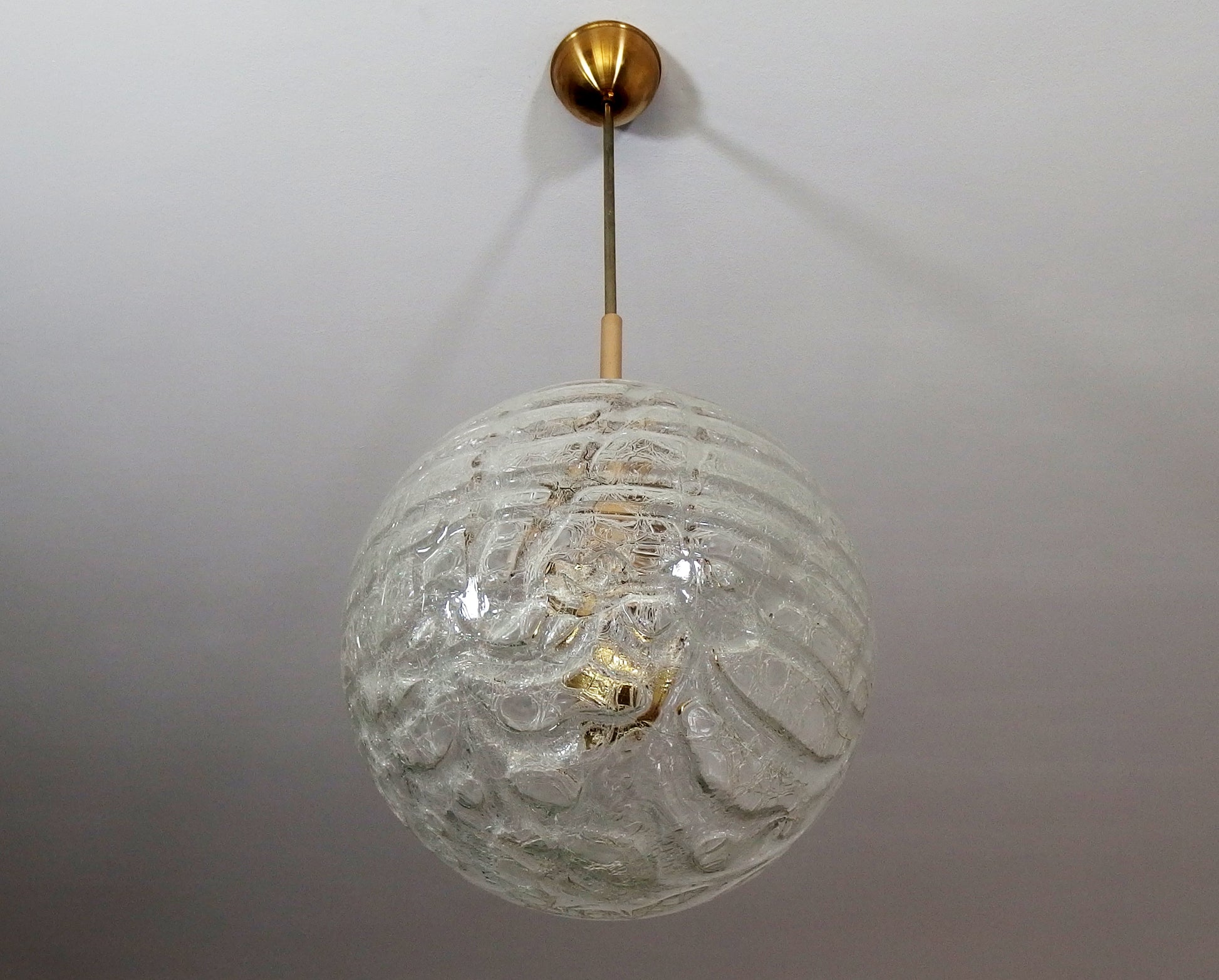 Vintage Doria ceiling light with Murano Glass Globe and brass elements - Retro  Lamp Shop