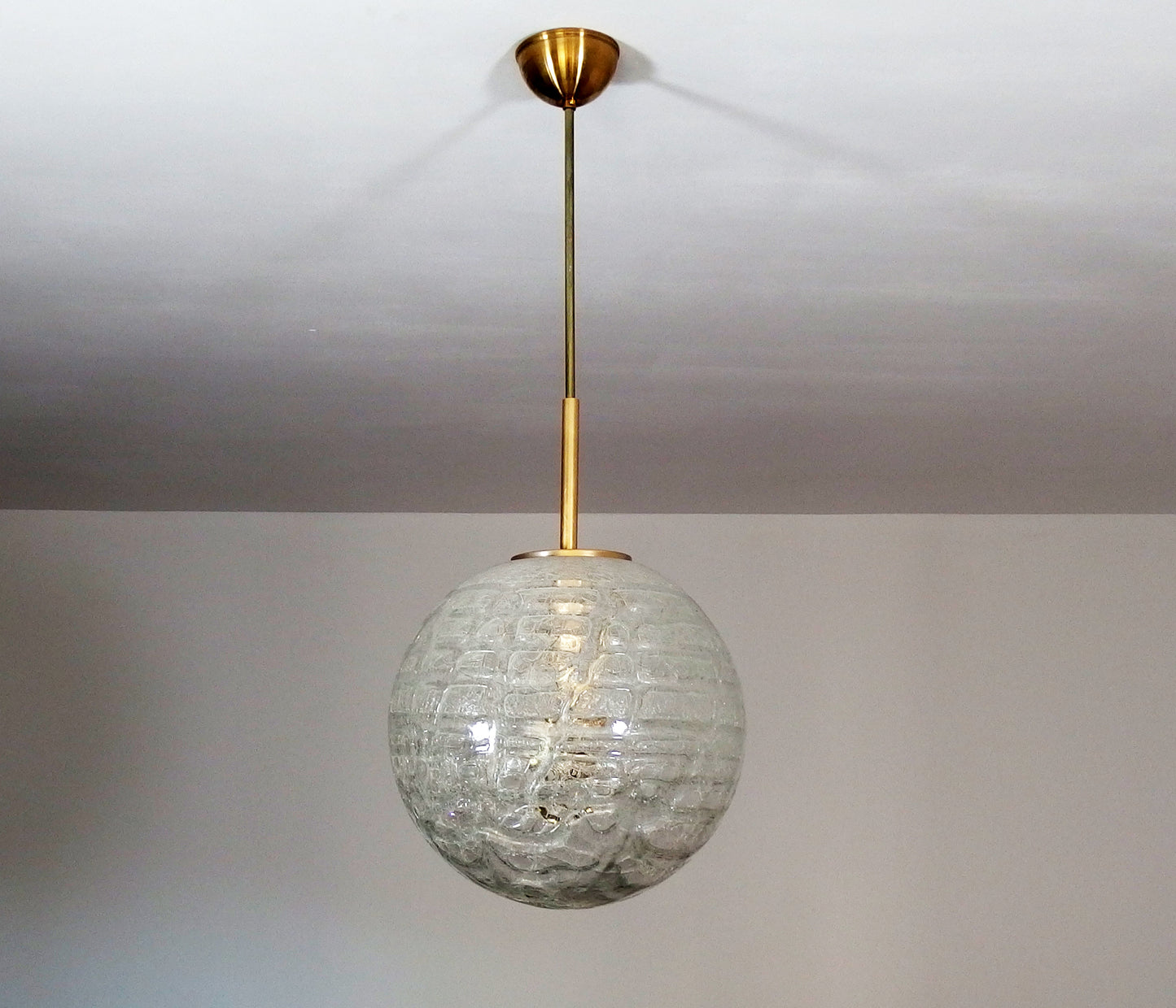 Vintage Doria ceiling light with Murano Glass Globe and brass elements - Retro  Lamp Shop