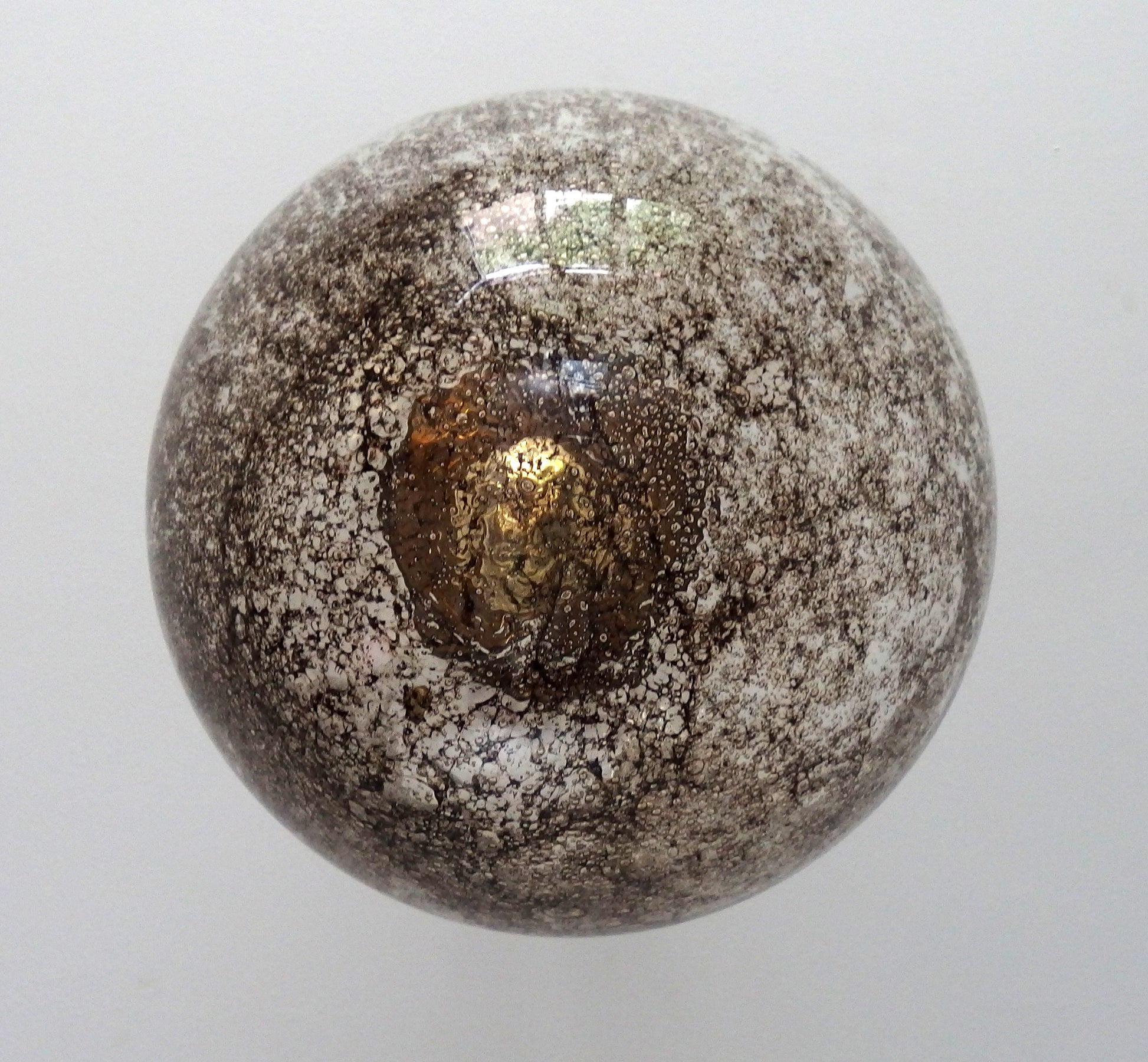 Vintage Kaiser Leuchten brass pendant light with Murano glass globe - Retro Lamp Shop