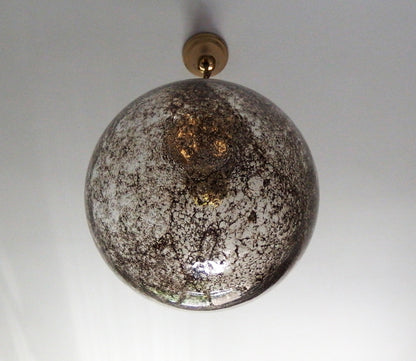 Vintage Kaiser Leuchten brass pendant light with Murano glass globe - Retro Lamp Shop